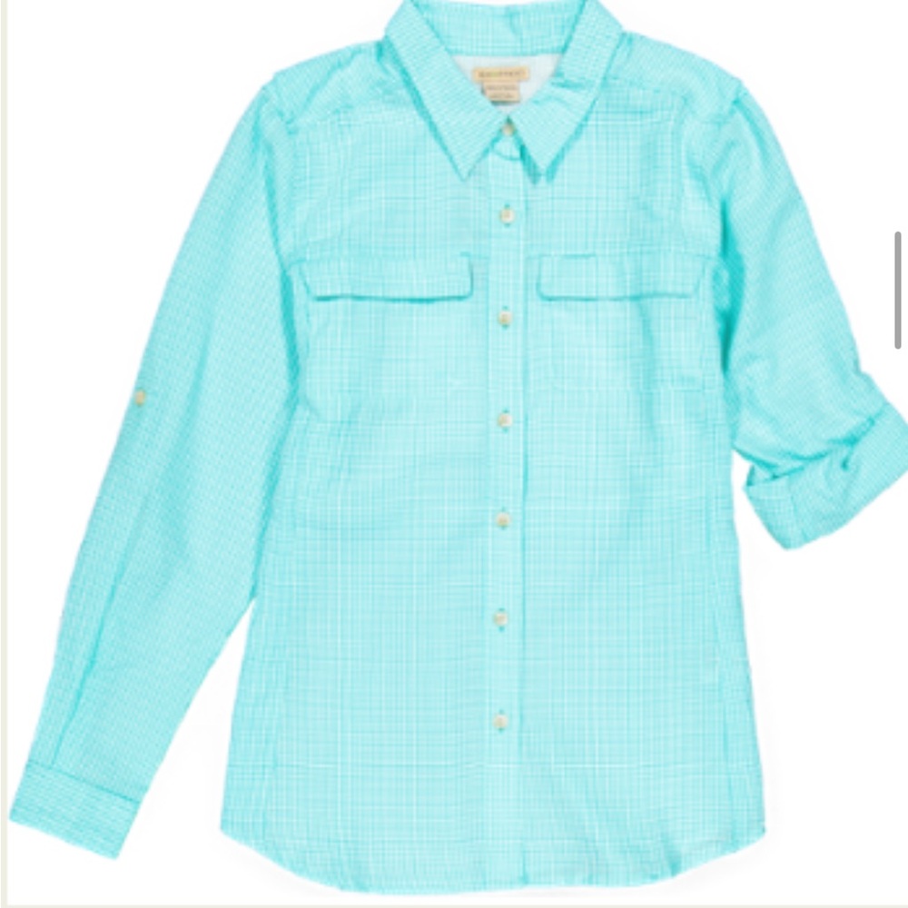 Ex-Officio Women’s Azul Check Gill LS Button Travel Shirt Security Pocket
